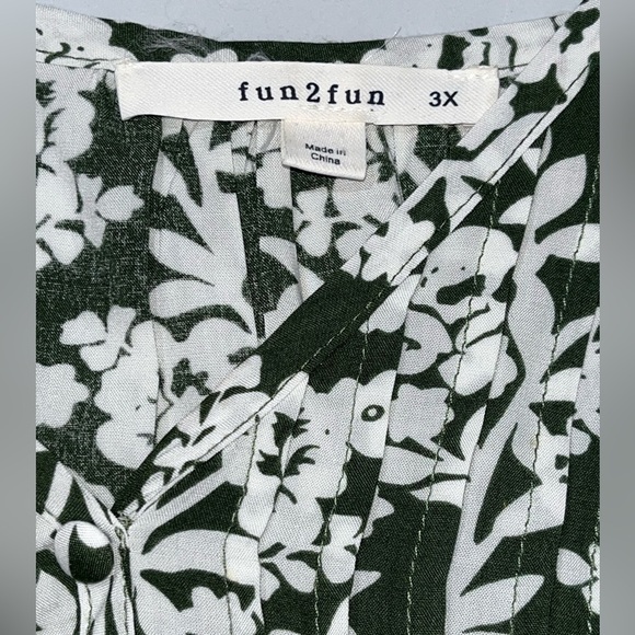 Fun 2 Fun Green Floral Blouse 3XL - Picture 7 of 9